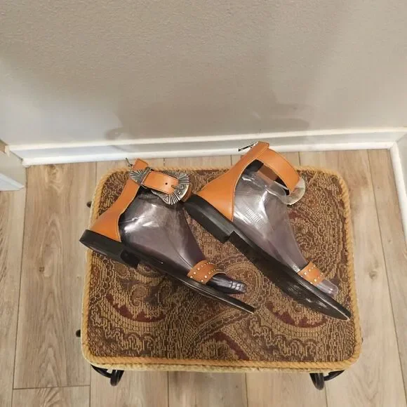 Zadig & Voltaire Studded Brown Leather Sandals Size 39 - Picture 4 of 10